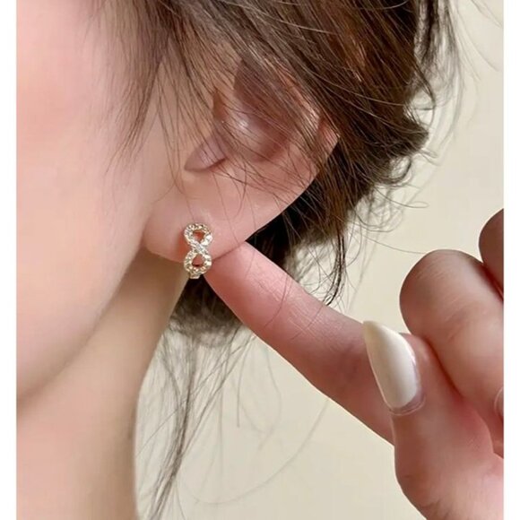 Gold Infinity Loop Earrings - Picture 3 of 3